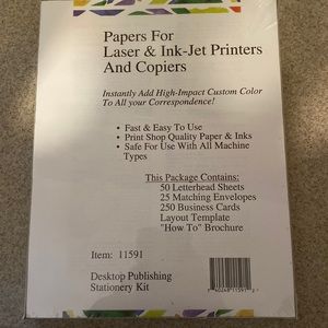 10/$10  Publishing Stationery Kit:Letterhead, Envelopes, Business Cards NWT